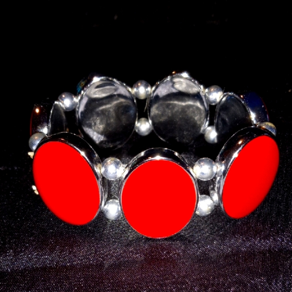 J. Crew Chic Silver and Red Bracelet